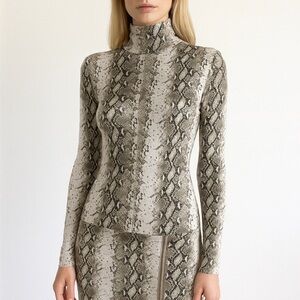 Snake Print Turtleneck Bodycon Dress • Long Sleeve • Slim Fit